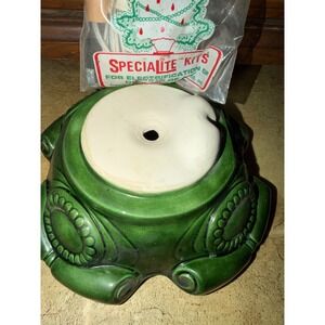 Vintage Green Ceramic Christmas Tree Base with Specialite Kits Light Kit DIY